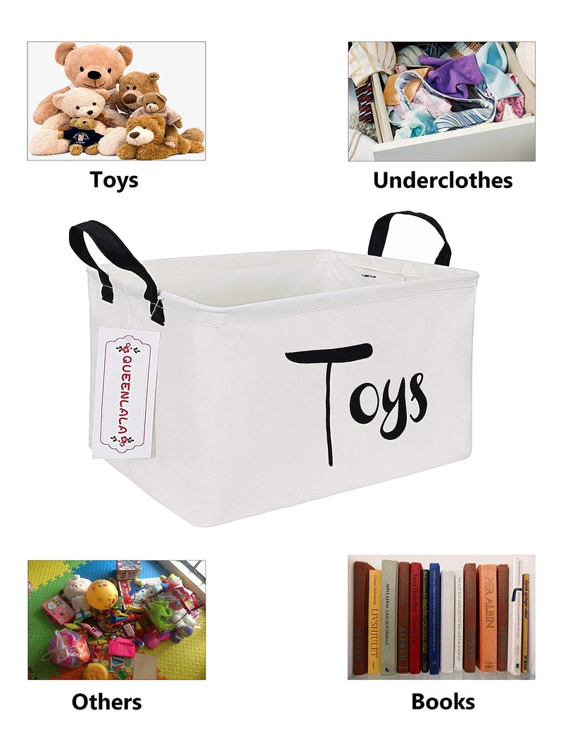 QUEENLALA Rectangular Laundry Hamper/Foldable Nursery Laundry Basket for Organizing/Storage Bin Baskets/Children Toy Office Bedroom/Toy Bin Closet Shelf Basketsï¼ˆRec-toysï¼‰ - Image 3